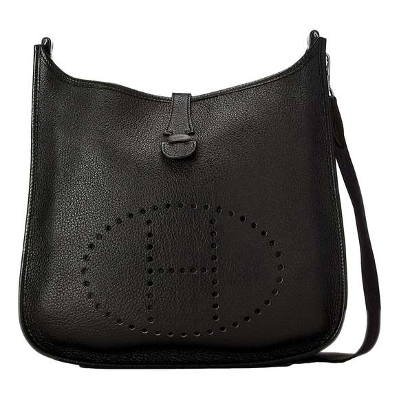 Hermes Evelyne PM Shoulder Bag Taurillon Clemence Calfskin SHW Noir - Picture 1 of 6